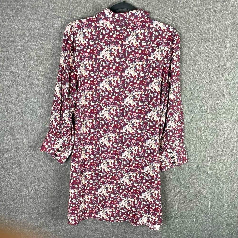 NWT Natural Life Women’s Floral Boho 3/4 Sleeve Collared Shirt Dress Burgundy L - Picture 9 of 14